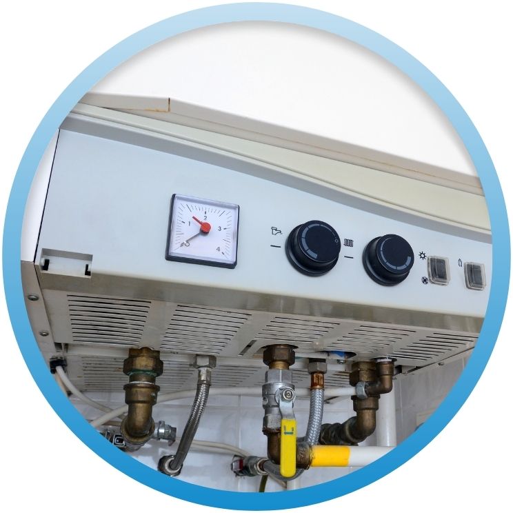 Control panel of a wall-mounted gas boiler system.